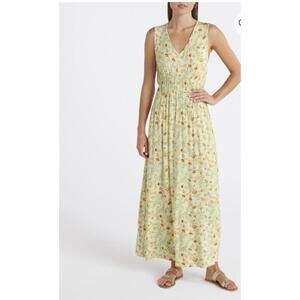 Sleeveless Floral Maxi Dress Green Size Regular Women's Medium